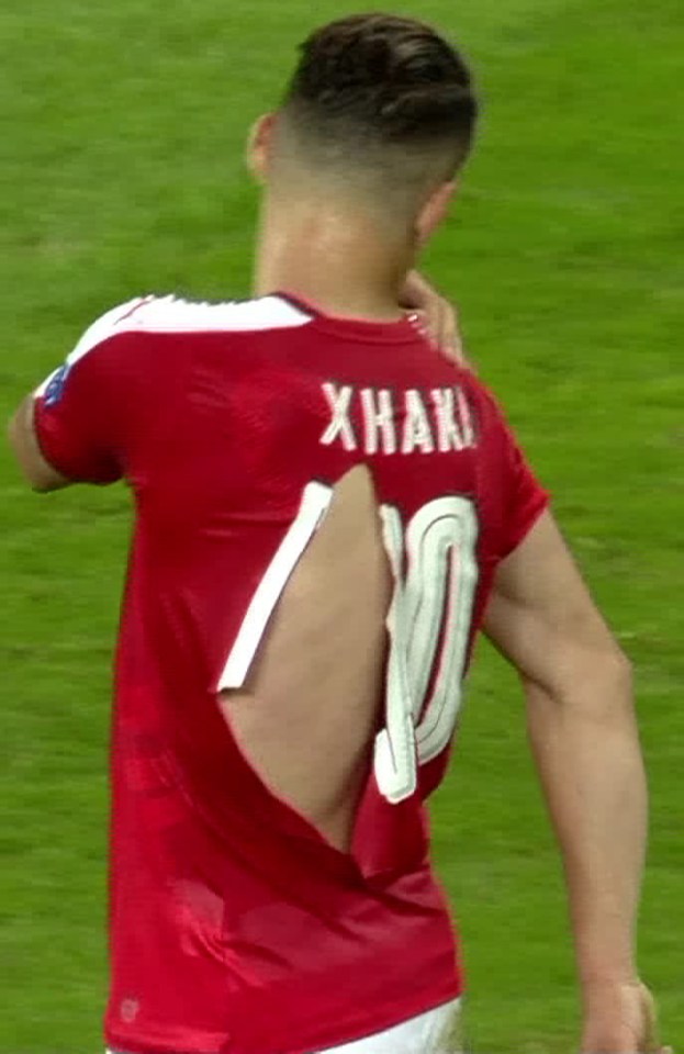 Granit Xhaka went through no fewer than three different shirts