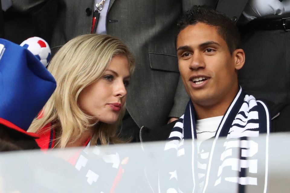 Varane watches France in Euro 2016 with girlfriend Camille Tytgat after a knee injury ruled him out on the eve of the tournament