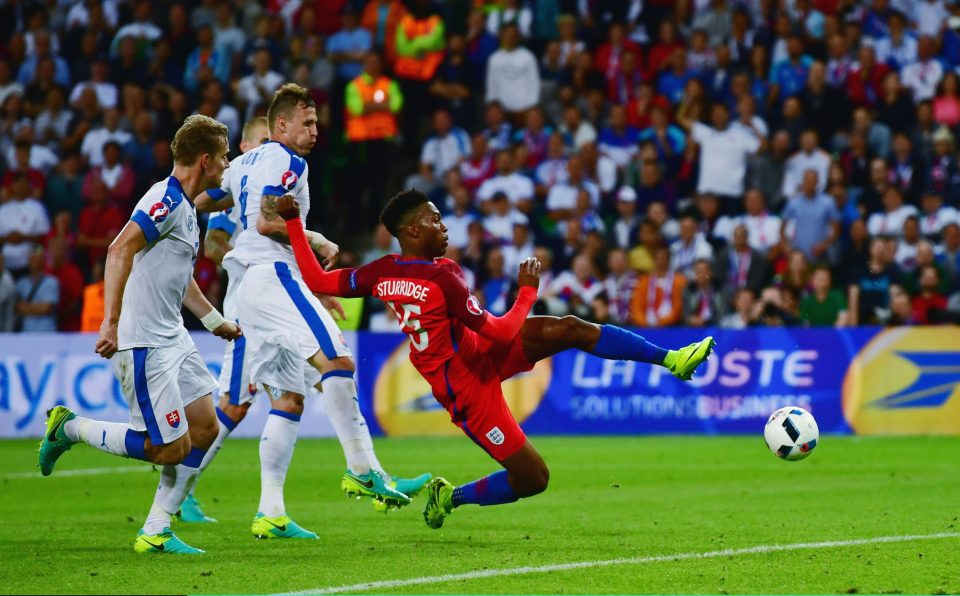 Daniel Sturridge went close for England starting alongside Vardy