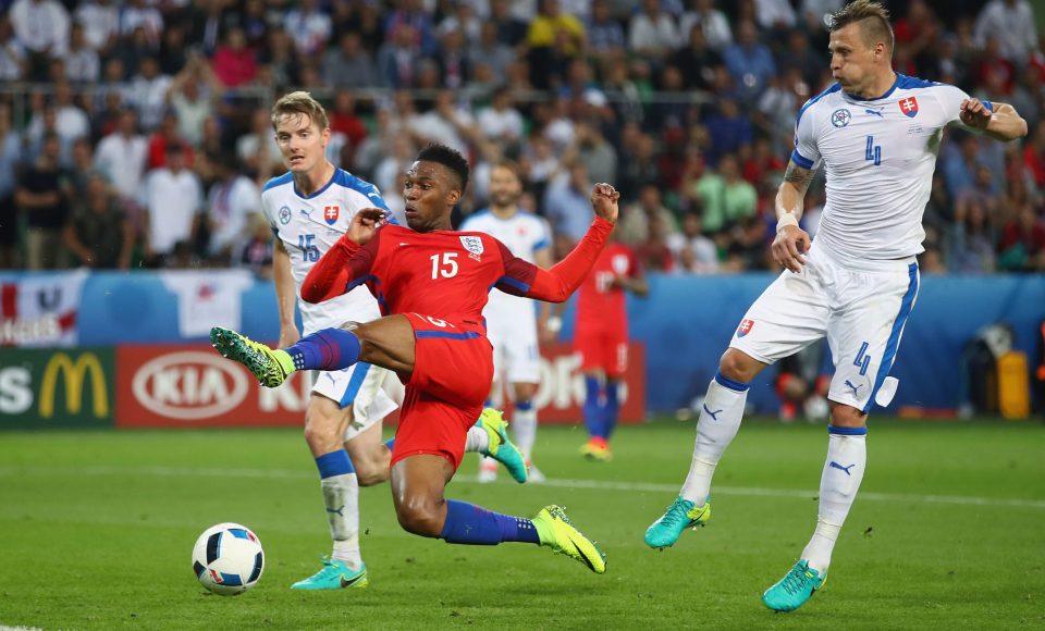 Daniel Sturridge missed a great chance to give England the lead against Slovakia