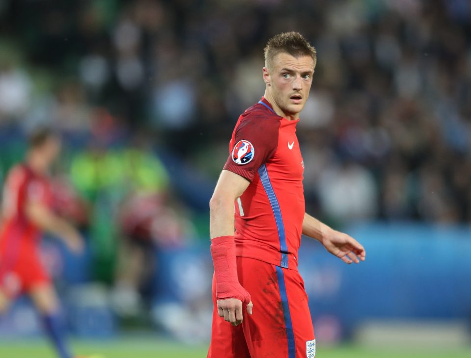 Jamie Vardy in action during England's 0-0 draw with Slovakia