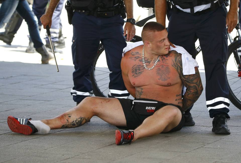  The Polish fan was detained by cops as violence broke out in the Old Port in Marseille