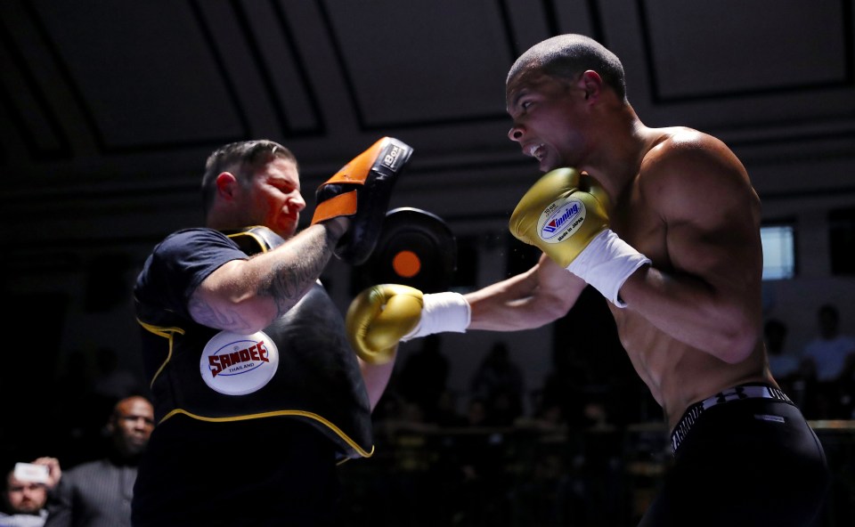  Chris Eubank Jr takes part in a public workout at York Hall on Tuesday