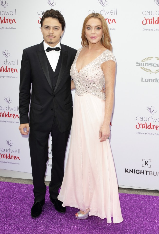 Lindsay pictured with her handsome fiance Egor Tarabasov at an event this week