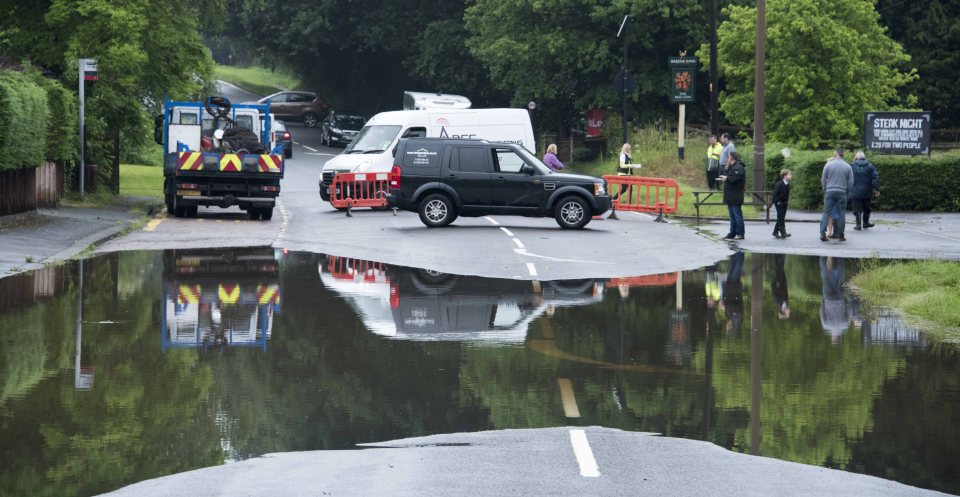  Roads flooded and had to be closed just outside of Chelmsford, Essex