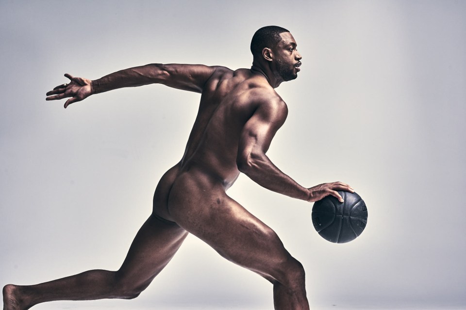  Three time NBA champion and Miami Heat basketball player Dwyane Wade,34, had some serious pecs appeal in his shot posing showing off toned arms and legs