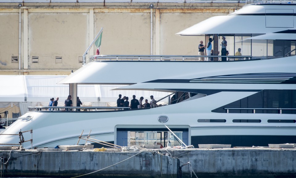  Workmen are carrying out the final touches on to the 90-metre yacht