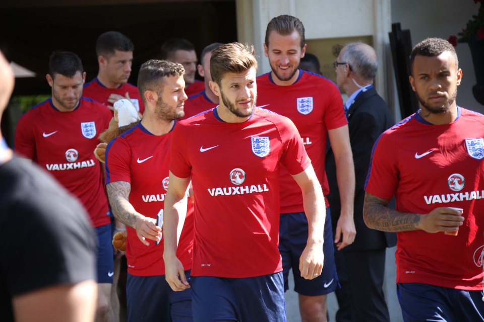 England's players look relaxed before training in Chantilly today