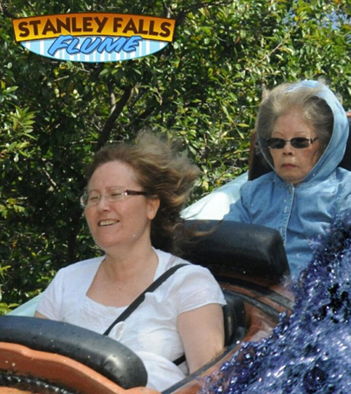 One rider was clearly fuming on the flume, whilst the other was having a great time