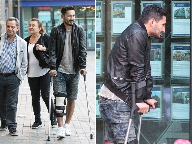 ilkay Gundogan goes house-hunting in Manchester on crutches