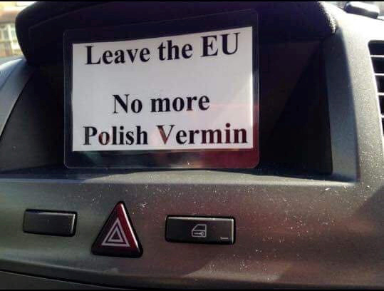  'No more Polish vermin' ... the leaflets were handed outside a school