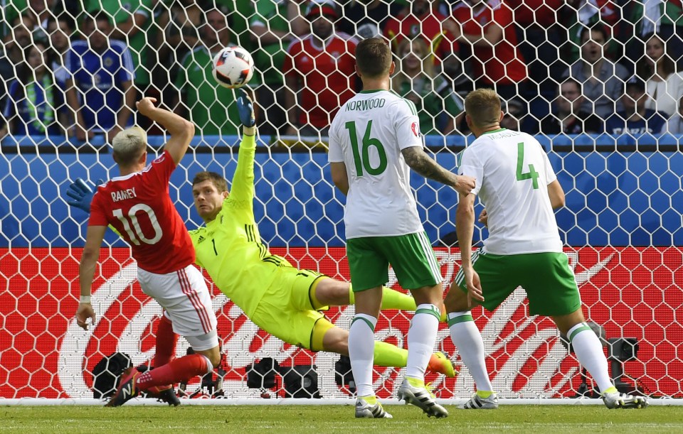  Aaron Ramsey touches home but the Wales midfielder was frustrated to see his goal ruled out for offside