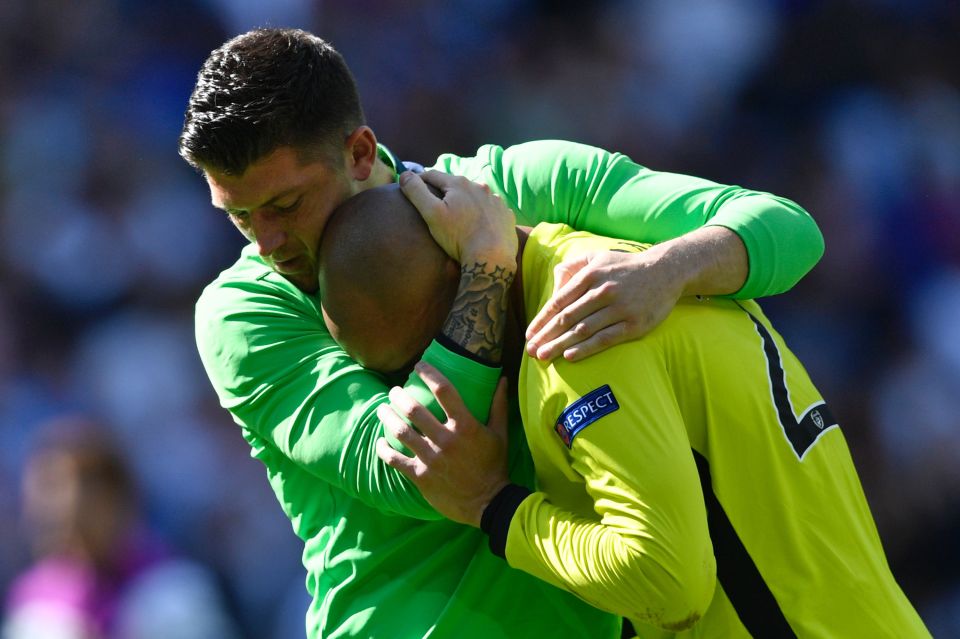  Randolph is led away by the Sheffield Wednesday keeper