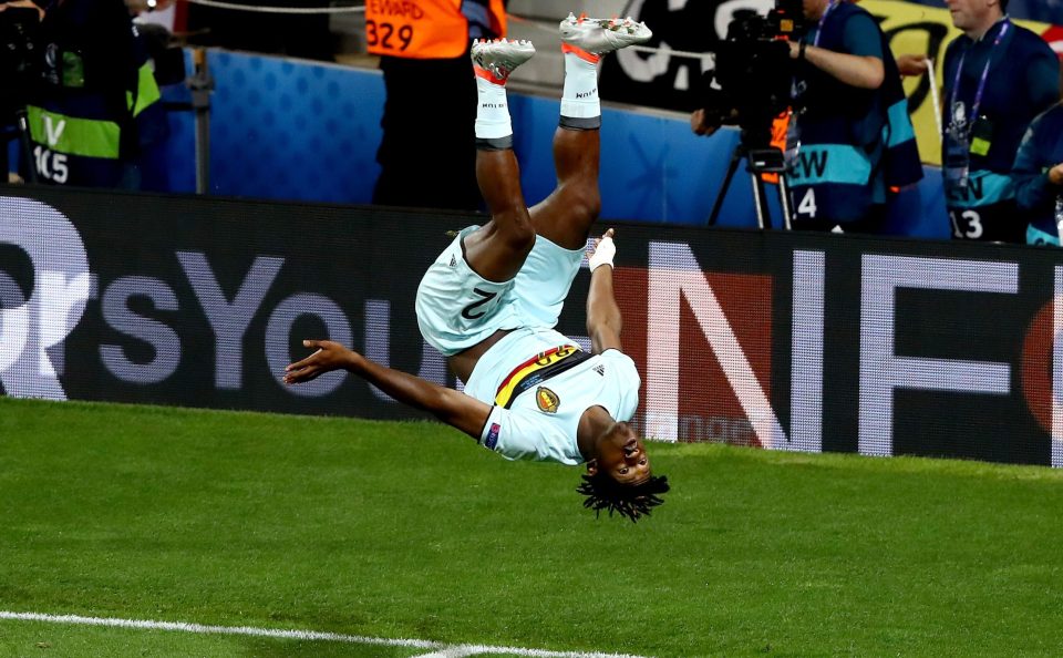  The 22-year-old performs back flips to celebrate scoring in the second round