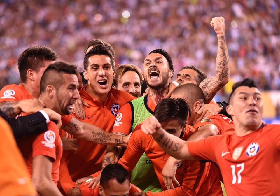  The Chilean side celebrated wildly after their shootout win at MetLife Stadium