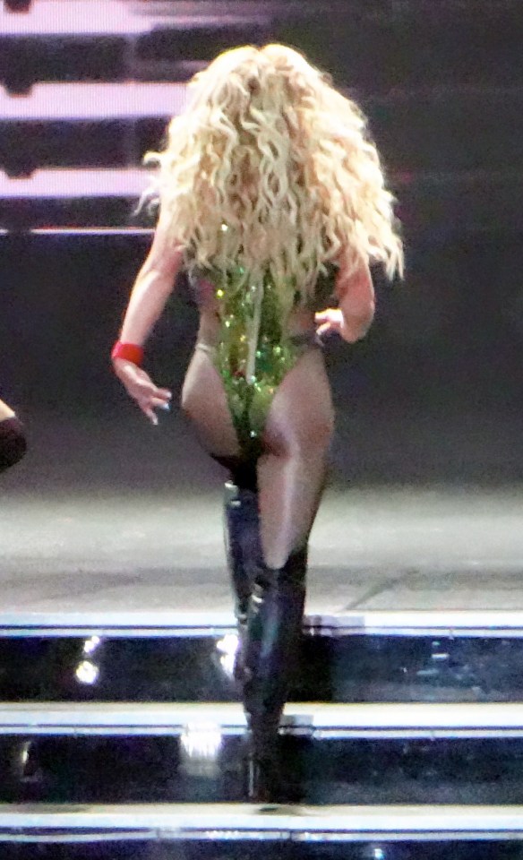 The singer's pert posterior was also on display in her array of bodysuits 