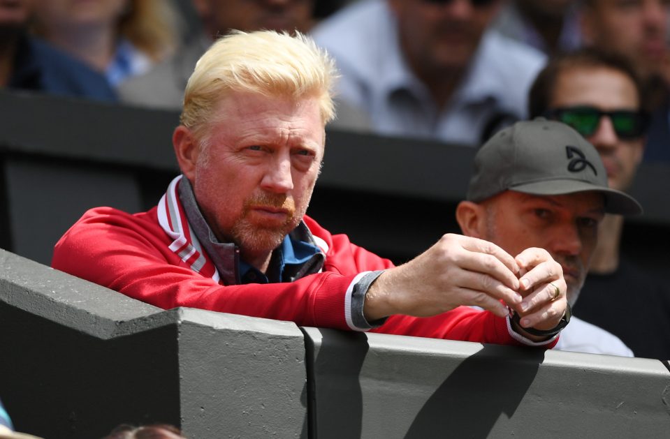 LONDON, ENGLAND - JUNE 27: Boris Becker coach of Novak Djokovic of Serbia watches on as Novak Djokovic plays during the Men's Singles first round match against James Ward of Great Britain on day one of the Wimbledon Lawn Tennis Championships at the All England Lawn Tennis and Croquet Club on June 27th, 2016 in London, England. (Photo by Shaun Botterill/Getty Images)