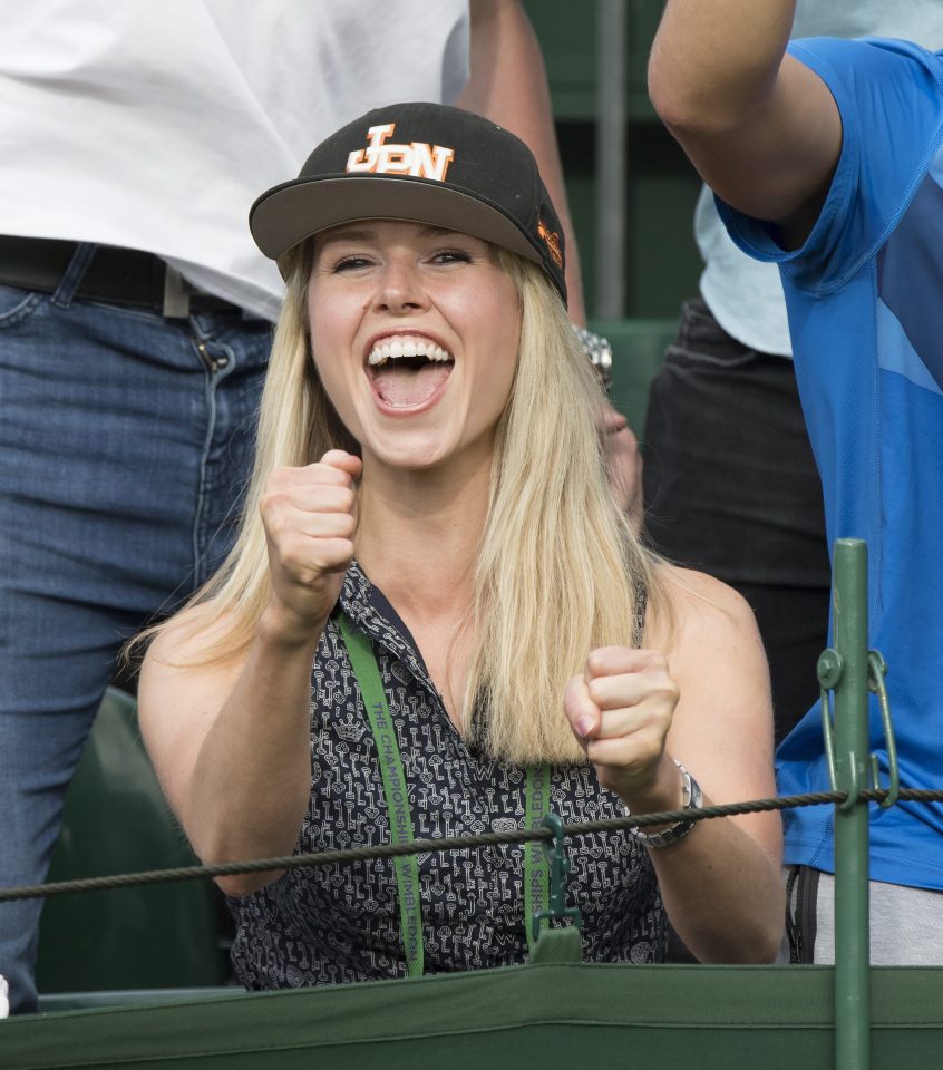 The stunning blonde was in full voice yesterday as she cheered her underdog boyfriend all the way to his incredible victory