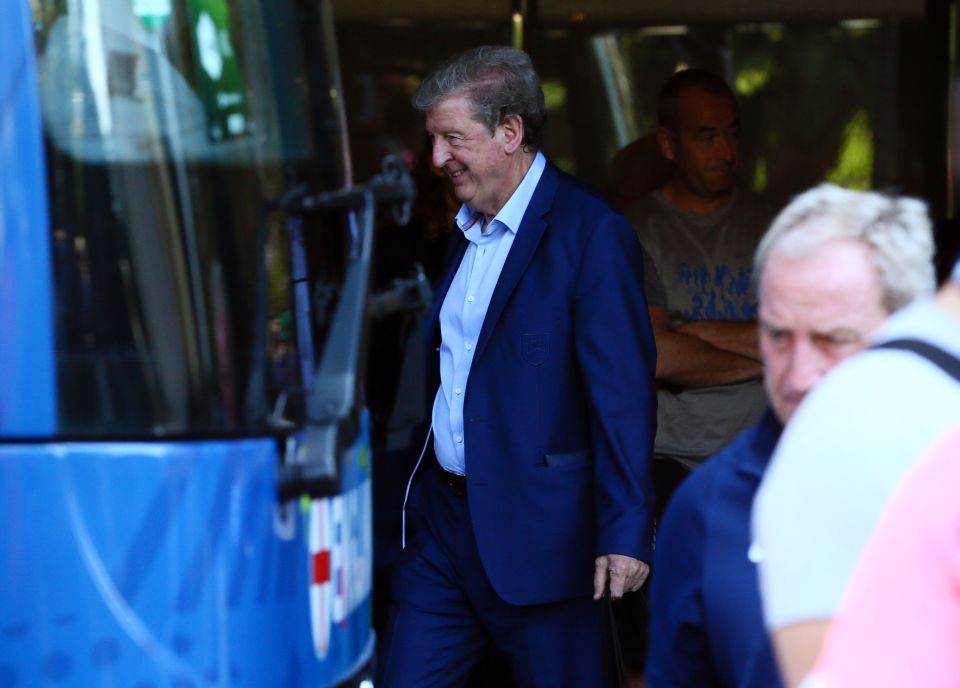 England manager Roy Hodgson was laughing as the team left their Chantilly hotel to fly home in disgrace after defeat to Iceland