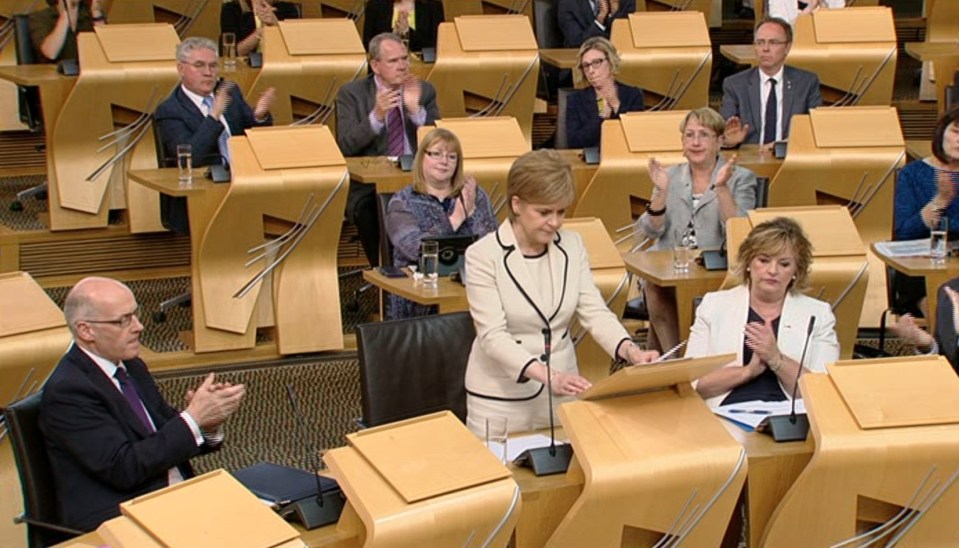  Nicola Sturgeon was applauded by her MSP but the Tory Scottish leader Ruth Davidson has warned against a second referendum