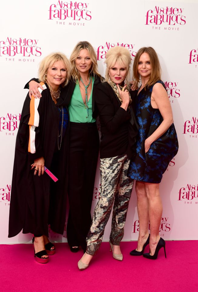  Catwalk queen Kate posed with her Ab Fab co-stars Jennifer Saunders, Joanna Lumley and Stella McCartney