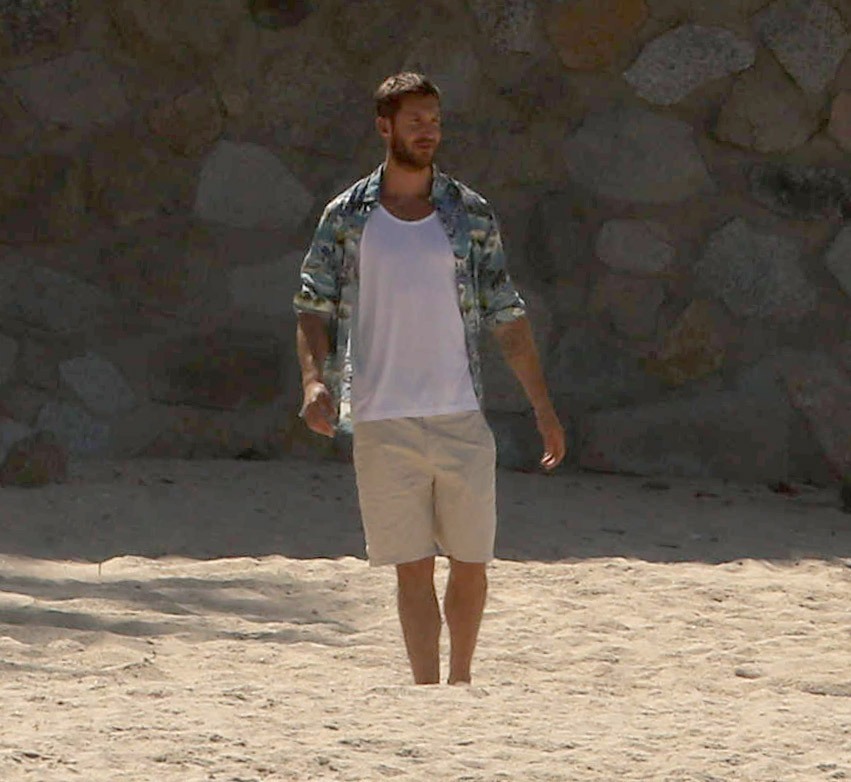  Calvin Harris was seen filming a video at a beach side villa in Cabo, Mexico