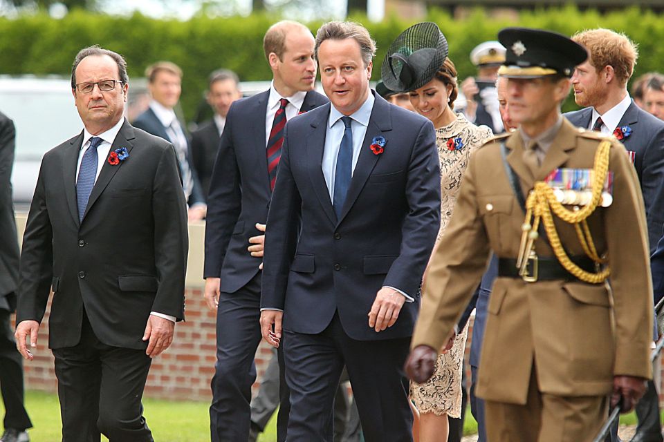  Prime Minister David Cameron and French president Francois Hollande joined the royals at the ceremony in France