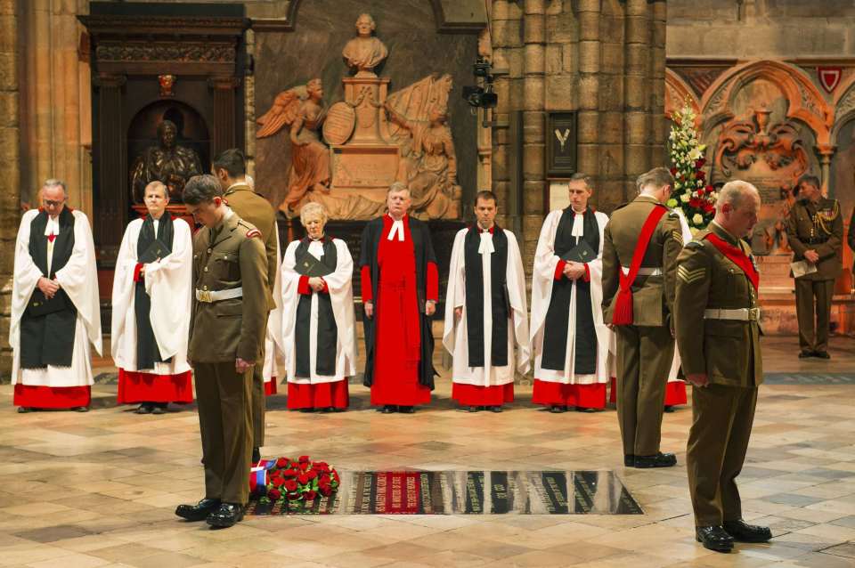  The close of the vigil at the Grave of the Unknown Solider in Westminster Abbey, London,