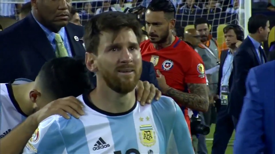  A tearful Lionel Messi quit Argentina immediately after Copa America final defeat