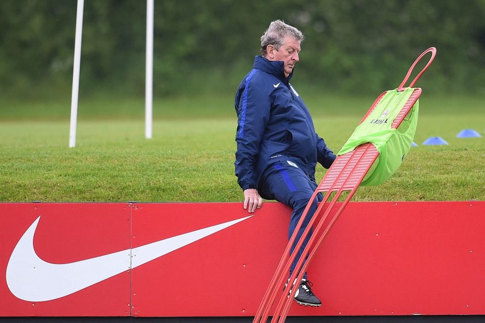 Roy Hodgson in England's training ahead of their game with Portugal