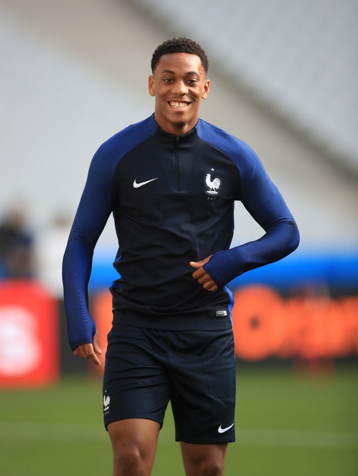  Man United's Anthony Martial took part in training ahead of France's opener