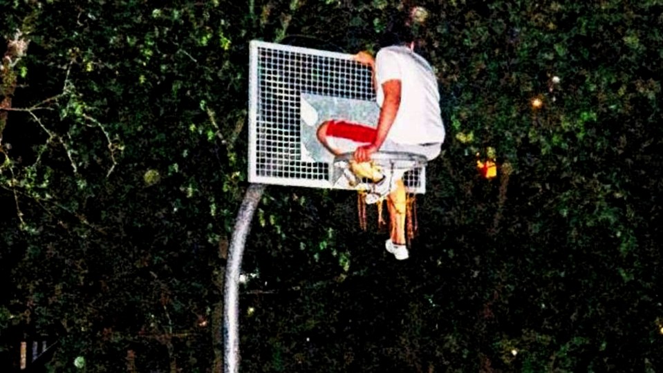  The teenager was stuck in the hoop for 30 minutes before being rescued