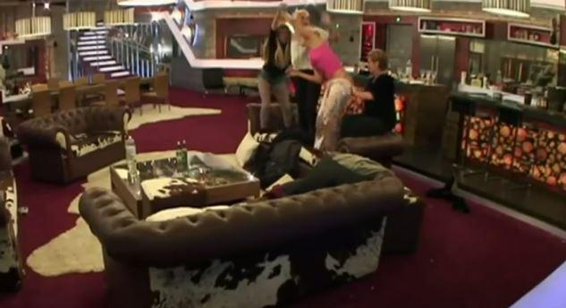  When the girls were dancing on the sofa, Denise pulled down Karissa's trousers