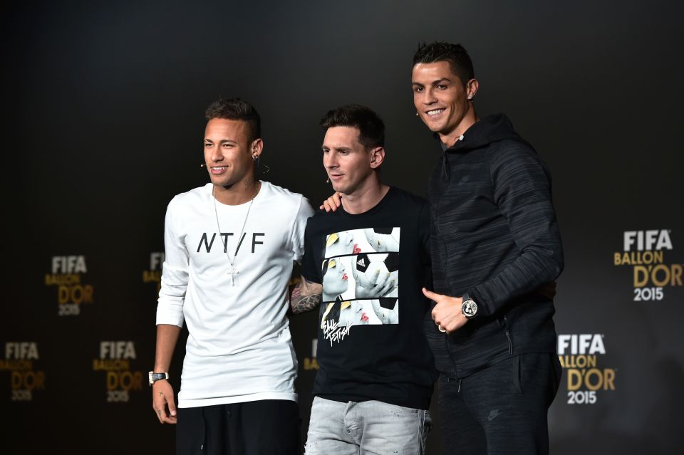  Neymar, Lionel Messi and Cristiano Ronaldo at 2015 Ballon d'Or awards