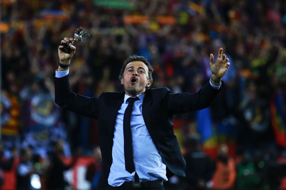 MADRID, SPAIN - MAY 22: Head coach Luis Enrique Martinez of FC Barcelona celebrates after winning the Copa del Rey Final match between FC Barcelona and Sevilla FC at Vicente Calderon Stadium on May 22, 2016 in Madrid, Spain. (Photo by Gonzalo Arroyo Moreno/Getty Images)