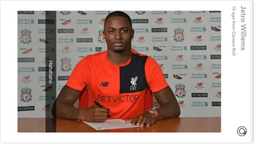 Jetro Willems reportedly posted a Snapchat of himself signing a Liverpool contract