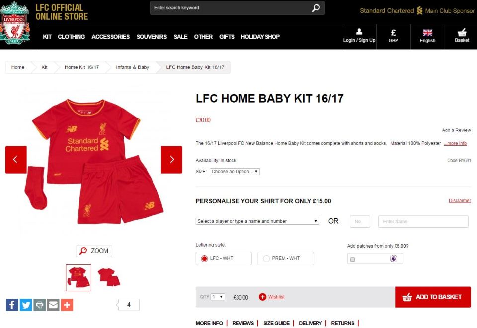  Liverpool's New Balance kit is among the cheapest at £30