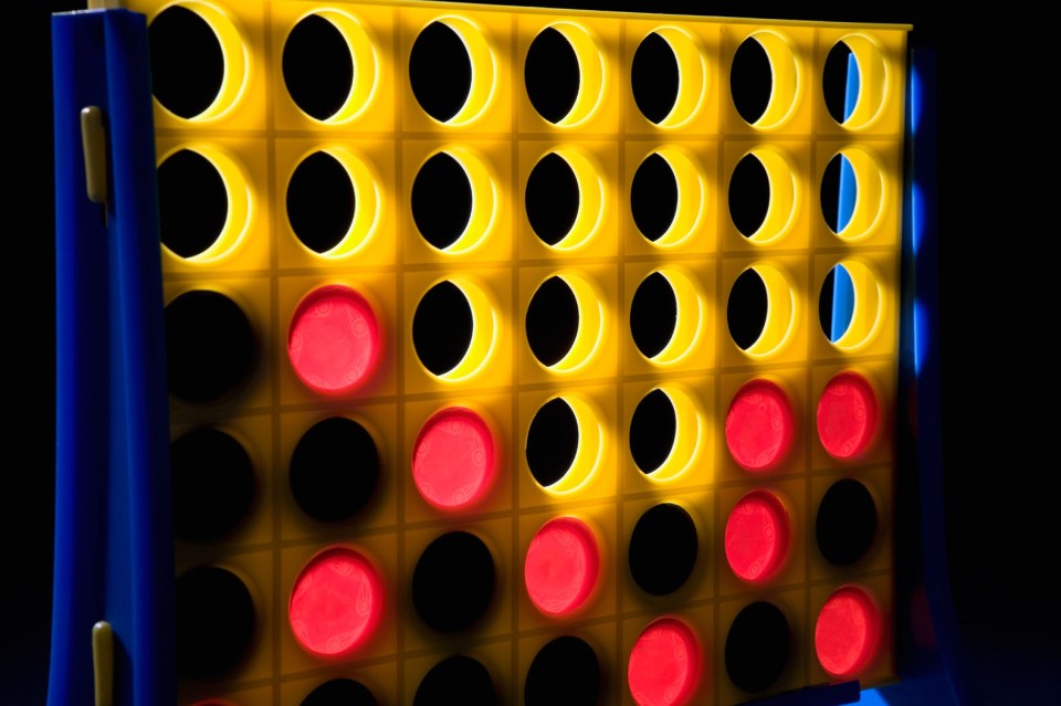 Close up of a connect 4 game board