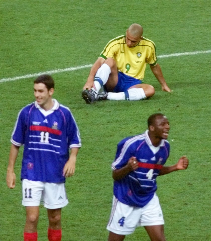  Ronaldo shows his dejection while France players celebrate World Cup success