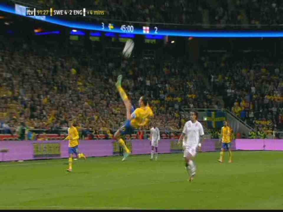  Zlatan Ibrahimovic scores an incredible overhead kick against England in 2012