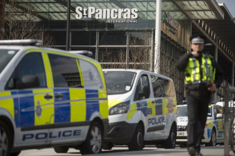 Police outside St Pancras station