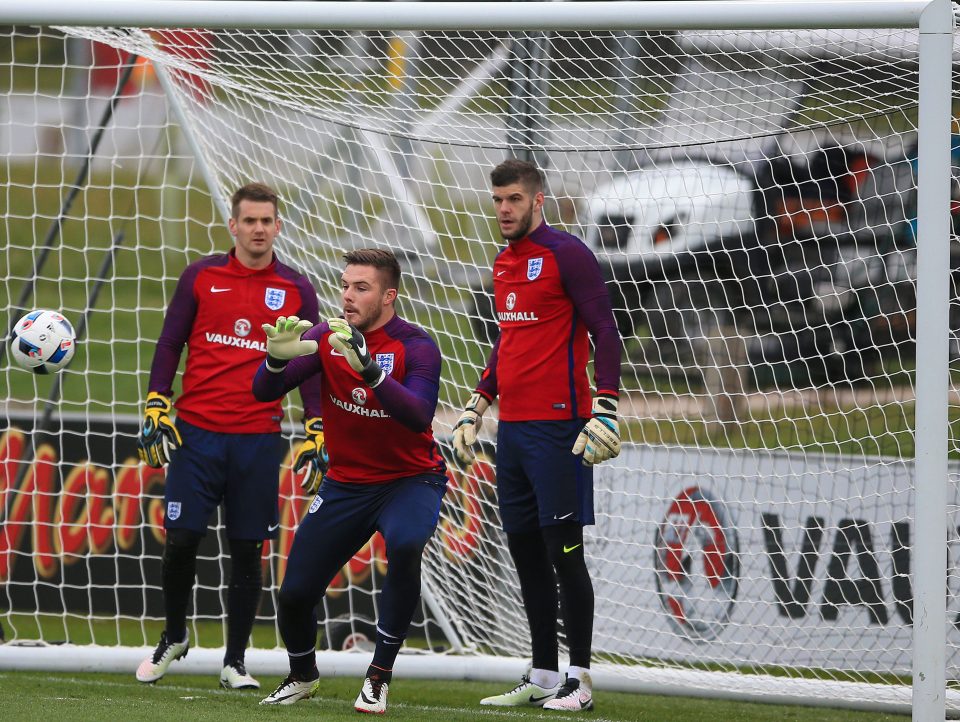  England keepers Tom Heaton, Jack Butland and Fraser Forster wait in the wings