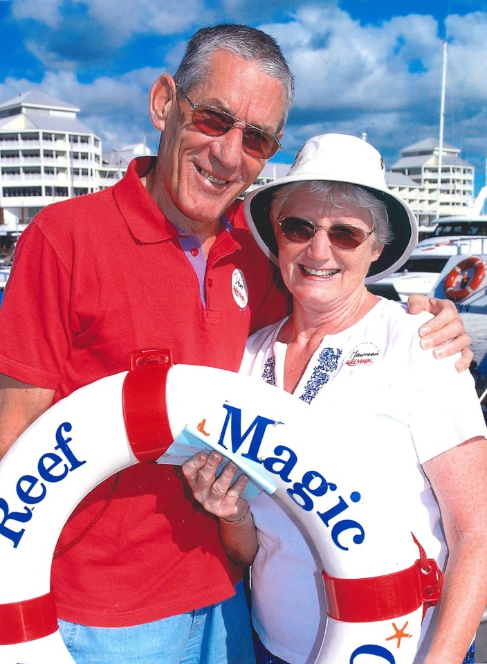  A 'calm' Mr Lock - pictured with his wife Maureen - got out of his car to ask Daley why he had braked suddenly