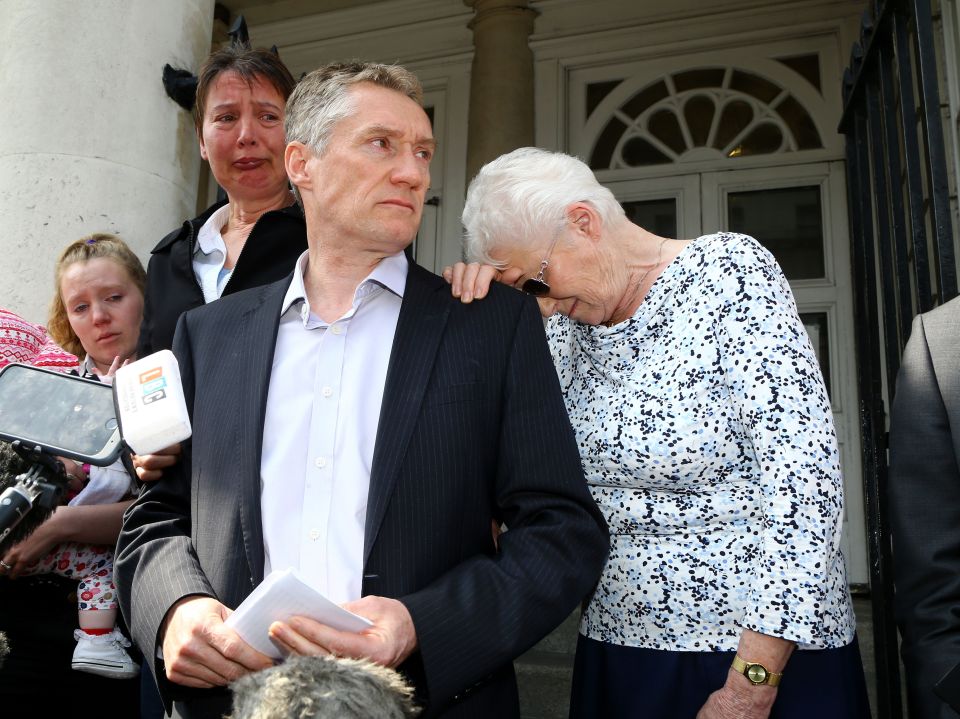  Mr Lock's family outside court following the conviction of Matthew Daley in May