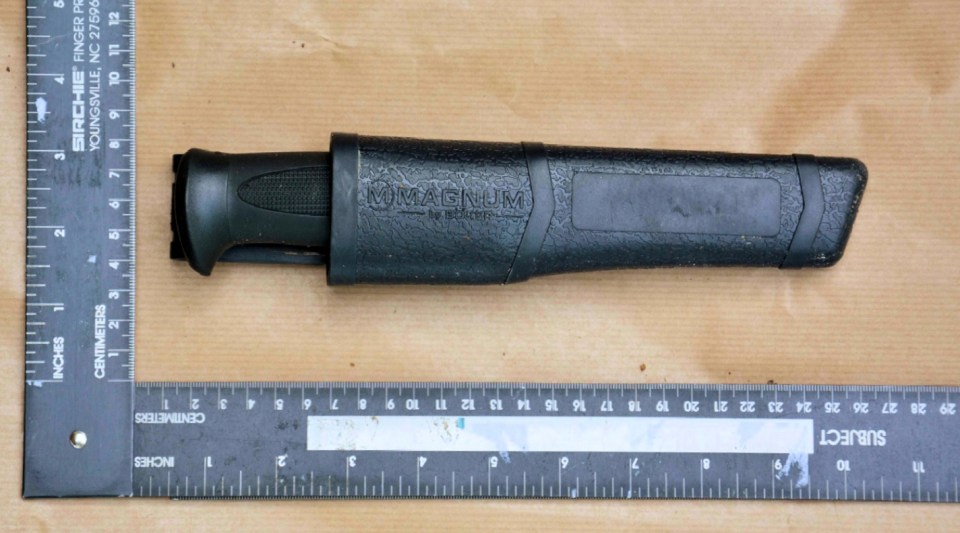  The knife that Daley, 35, used to stab great-grandfather Donald Lock to death