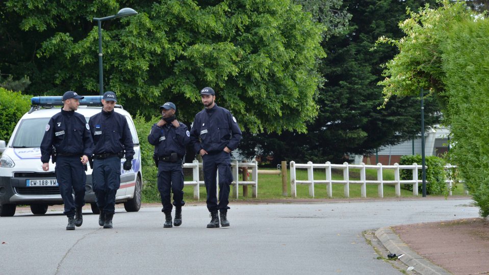  French police at the scene of the brutal murder of a police chief and his wife at their home in Magnanville near Paris France