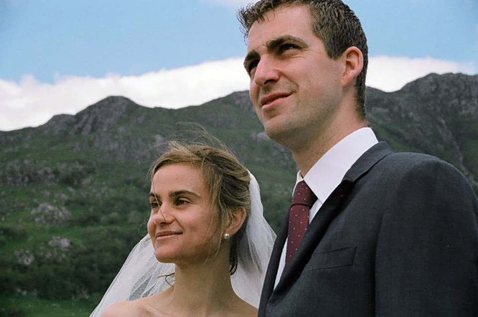 Brendan and Jo Cox pictured on their wedding day before the 41-year-old mum was brutally killed