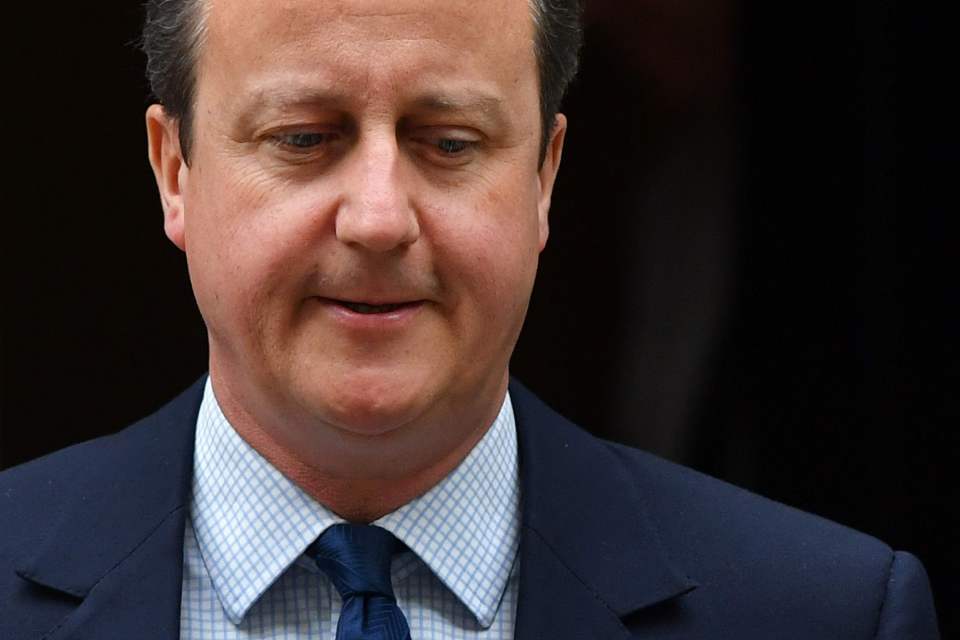 British Prime Minister David Cameron lea