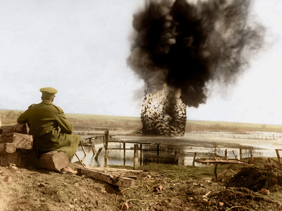  An explosion taking place on the Somme