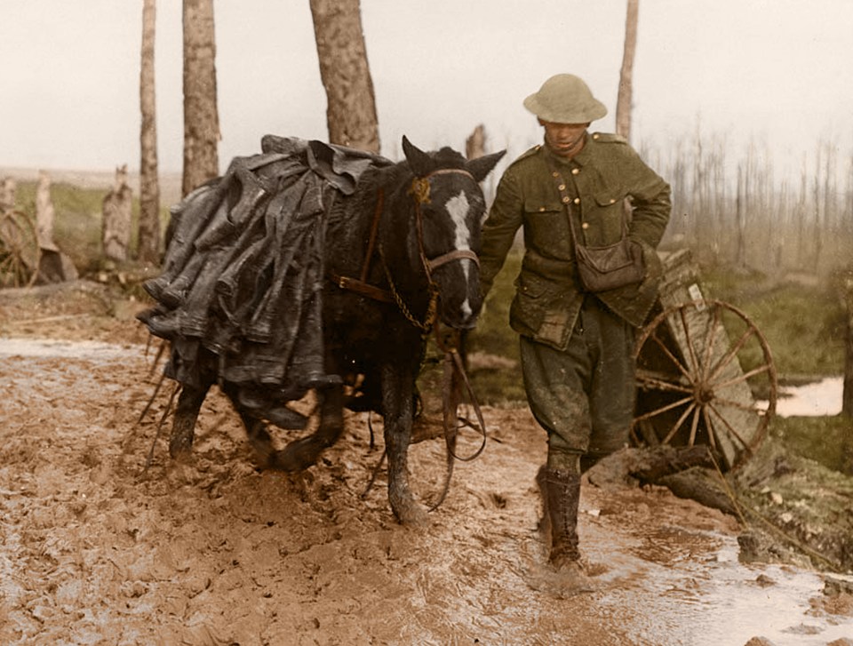  Horse and soldier transporting boots